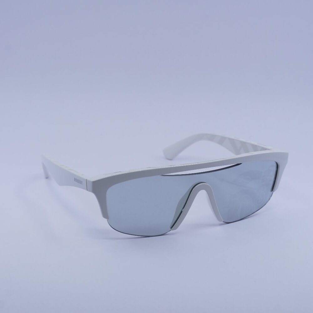Burberry BE4460U 4172/69 Sunglasses White Shield Frame, Grey Silver Lenses